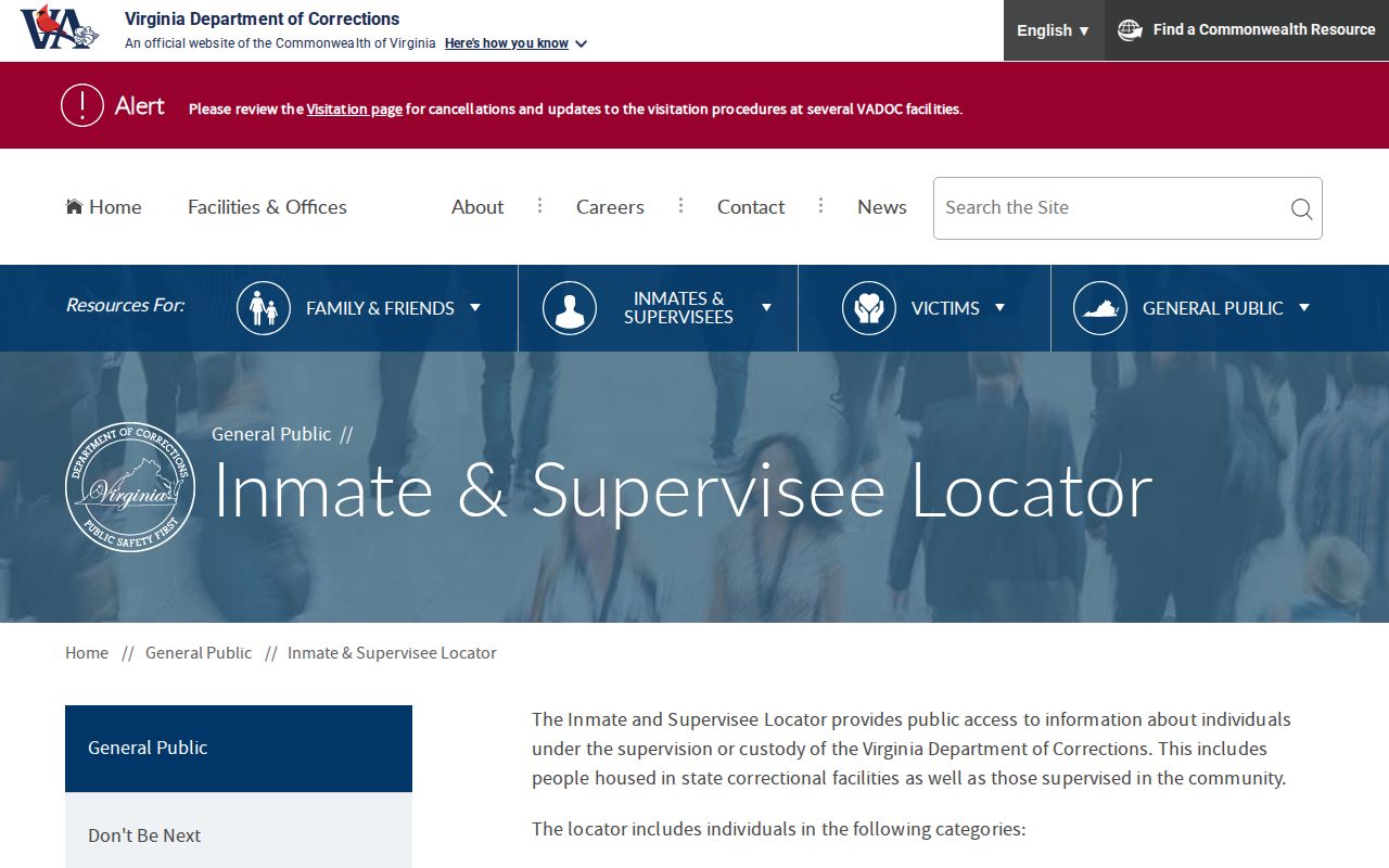 Virginia Department of Corrections locator for Tazewell County state custody records