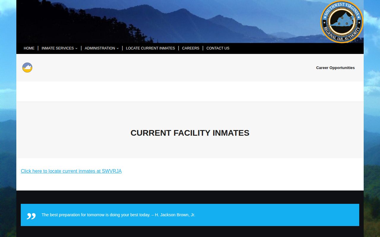 Tazewell County current custody gateway for Southwest Virginia Regional Jail Authority